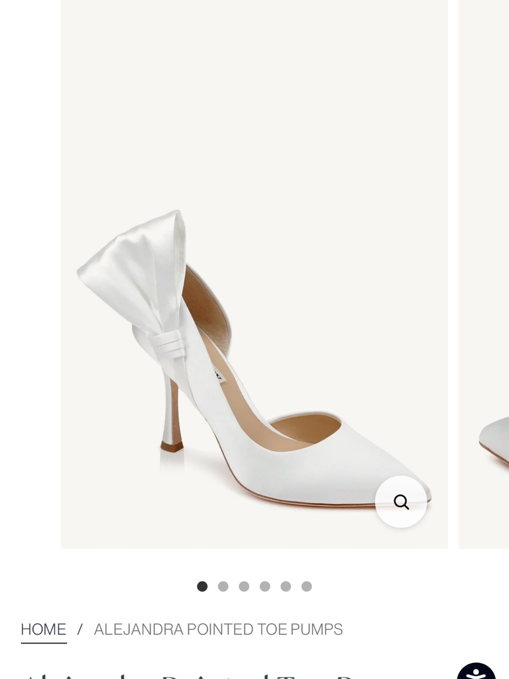 Badgley Mischka White Satin Pointed-Toe Pumps with Side Bow